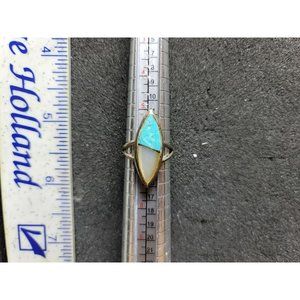Vintage Native Made Turquoise/Mother Of Pearl Inlaid Ring Size 8 MOP